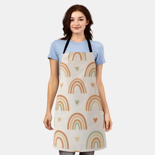 Boho Rainbow All-Over Print Apron エプロン (着用した状態)
