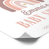 Boho Rainbow and Goldenハートベビーシャワーポスター ポスター (角)