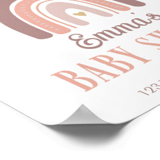 Boho Rainbow and Goldenハートベビーシャワーポスター ポスター