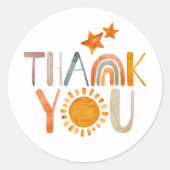 Boho Rainbow and Sunshine Thank カラフル You ラウンドシール (正面)