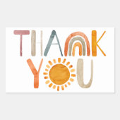 Boho Rainbow and Sunshine Thank カラフル You 長方形シール (正面)