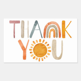 Boho Rainbow and Sunshine Thank カラフル You 長方形シール