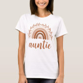 Boho Rainbow Auntie Shirt、Terracottaミュートされたトーン Tシャツ (正面)