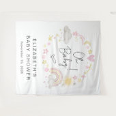 Boho Rainbow Baby Girl Shower Welcome Backdrop タペストリー (正面(横))
