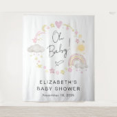 Boho Rainbow Baby Girl Shower Welcome Backdrop タペストリー (正面)