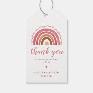 Boho Rainbow Baby Showerありがとうメッセージカード ギフトタグ