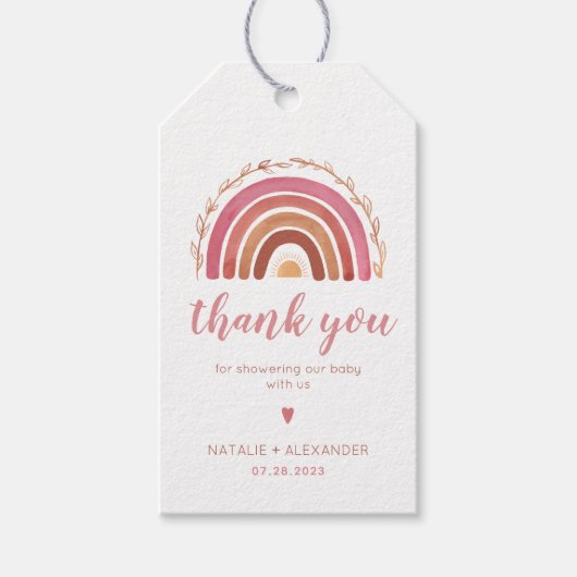Boho Rainbow Baby Showerありがとうメッセージカード ギフトタグ (正面)