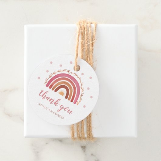Boho Rainbow Baby Showerありがとうメッセージカード フェイバータグ (インサイチュ)