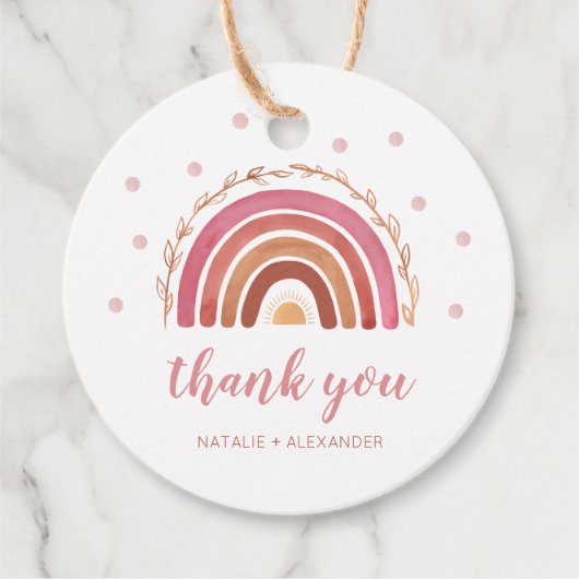 Boho Rainbow Baby Showerありがとうメッセージカード フェイバータグ (正面)