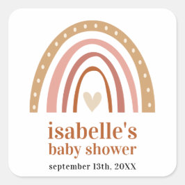 Boho Rainbow Baby Showerお気に入りシール スクエアシール