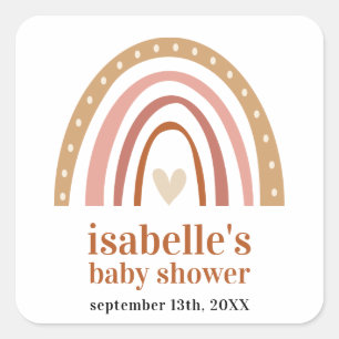 Boho Rainbow Baby Showerお気に入りシール スクエアシール