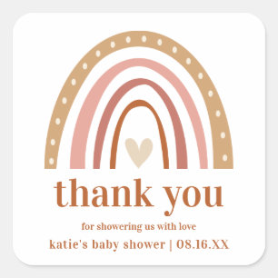 Boho Rainbow Baby Showerお気に入りシール スクエアシール