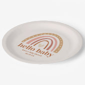 Boho Rainbow Baby Showerお気に入りシール ペーパープレート (アングル)