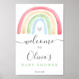 Boho Rainbow Baby Showerウェルカムサイン ポスター