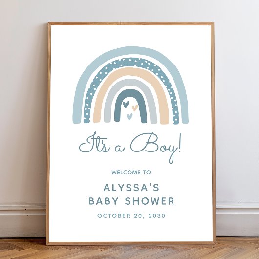 Boho Rainbow Baby Showerウェルカムサイン ポスター