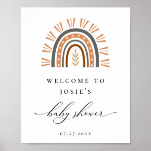 Boho Rainbow Baby Showerウェルカムポスター ポスター