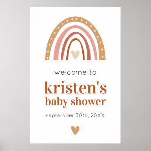 Boho Rainbow Baby Showerウェルカムポスター ポスター