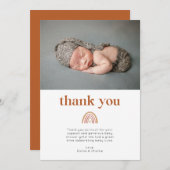 Boho Rainbow Baby Shower写真サンキューカード サンキューカード (正面/裏面)