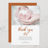 Boho Rainbow Baby Shower写真サンキューカード サンキューカード (正面/裏面)