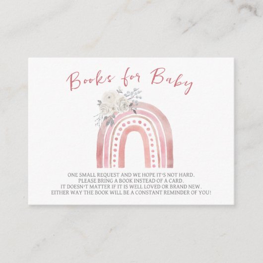 Boho Rainbow Baby Shower、ベビー用の書籍 エンクロージャーカード (正面)