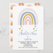 Boho Rainbow Baby Shower in Terracotta Orange 招待状 (正面/裏面)