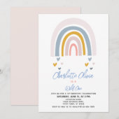 Boho Rainbow Baby Shower in Terracotta Orange 招待状 (正面/裏面)