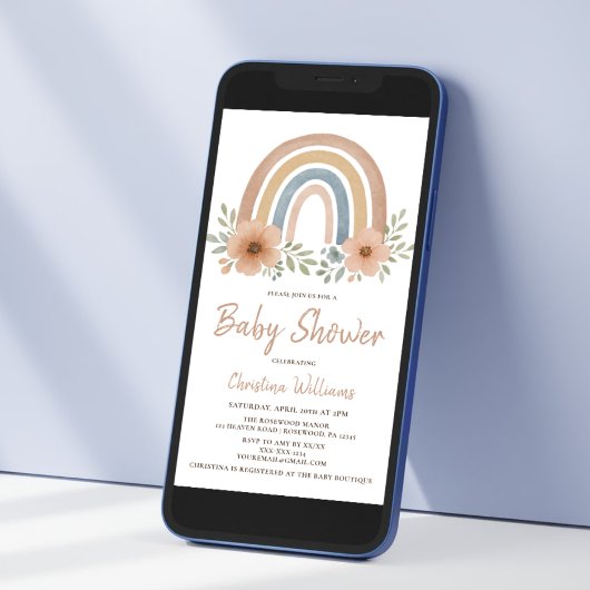 Boho Rainbow Baby Shower Invitation 招待状