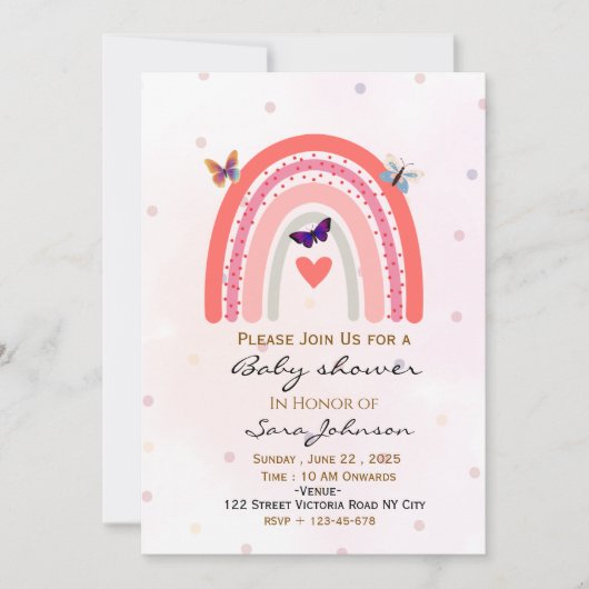 Boho Rainbow Baby Shower Invitation  招待状 (正面)
