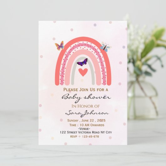 Boho Rainbow Baby Shower Invitation  招待状 (スタンド正面)