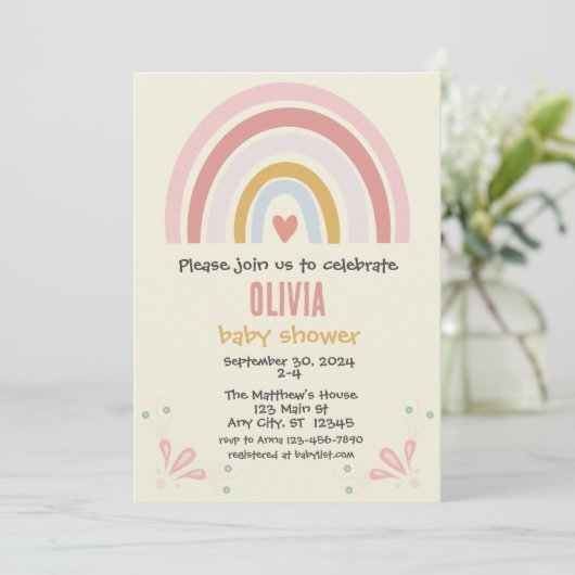 Boho Rainbow Baby Shower Invitation | Customizable 招待状 (スタンド正面)