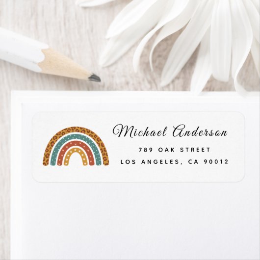 Boho Rainbow Baby Shower Return Address Label ラベル (インサイチュ)