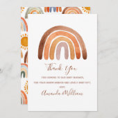 Boho Rainbow Baby Shower Thank Car サンキューカード (正面/裏面)