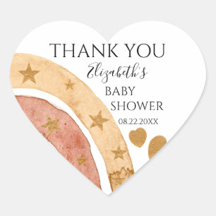 Boho Rainbow Baby Shower Thank You ハートシール