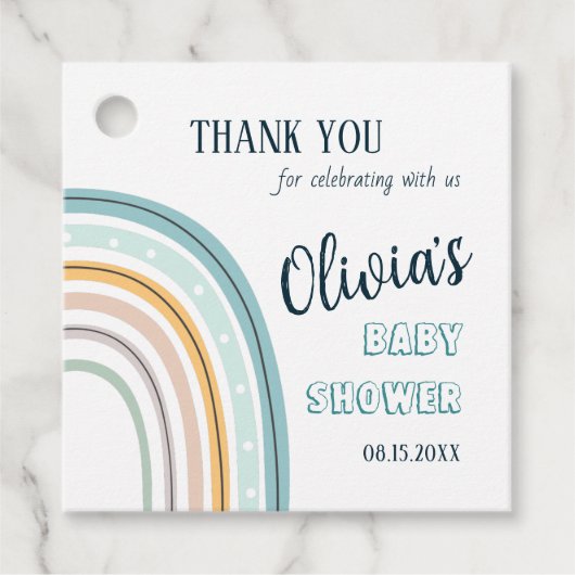 Boho Rainbow Baby Shower Thank You フェイバータグ (正面)
