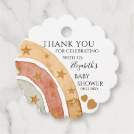 Boho Rainbow Baby Shower Thank You フェイバータグ
