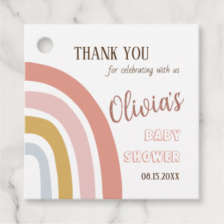 Boho Rainbow Baby Shower Thank You フェイバータグ