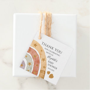 Boho Rainbow Baby Shower Thank You フェイバータグ