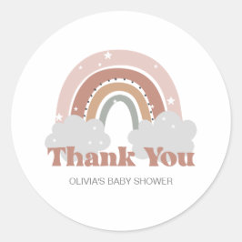 Boho Rainbow Baby Shower Thank You ラウンドシール