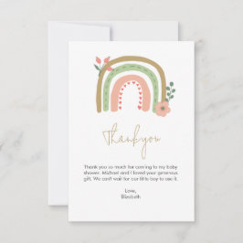 Boho Rainbow Baby Shower Thank you Cute Pastel サンキューカード