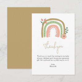 Boho Rainbow Baby Shower Thank you Cute Pastel サンキューカード