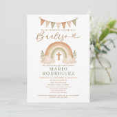 Boho Rainbow Bautizo Invitation Spanish 招待状 (スタンド正面)