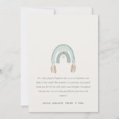 Boho Rainbow Blueスクリプト写真誕生のお知らせ サンキューカード (裏面)