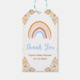 Boho Rainbow Blue Baby Shower Thank You ギフトタグ
