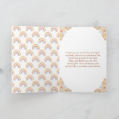 Boho Rainbow Blue Baby Shower Thank You サンキューカード (内部)