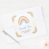Boho Rainbow Blue Baby Shower Thank You スクエアシール (封筒)