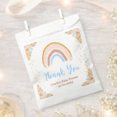 Boho Rainbow Blue Baby Shower Thank You フェイバーバッグ (クリップ留めされた状態)