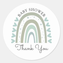 Boho Rainbow Blue Boy Baby Showerありがとう ラウンドシール