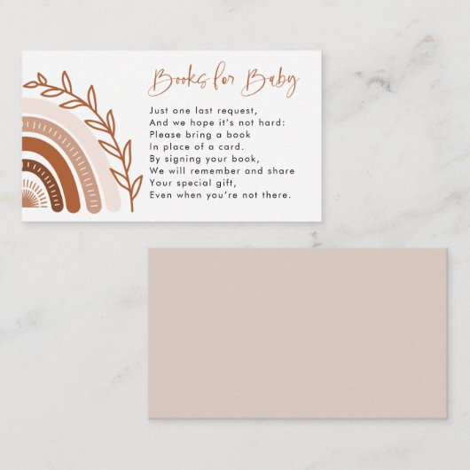 Boho Rainbow Book Request Card, Books forベビー エンクロージャーカード (正面/裏面)
