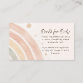Boho Rainbow Books for Baby Minimal Baby Shower エンクロージャーカード