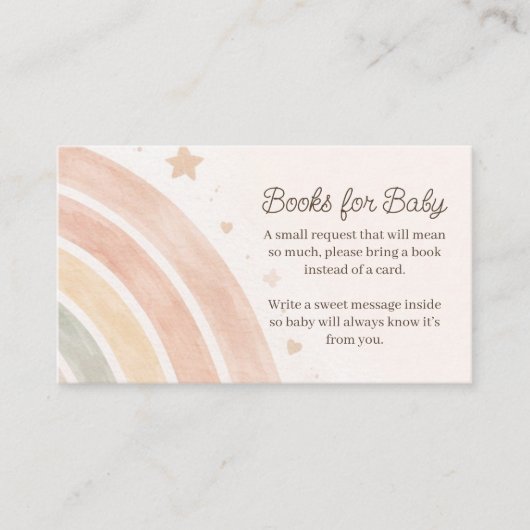Boho Rainbow Books for Baby Minimal Baby Shower エンクロージャーカード (正面)